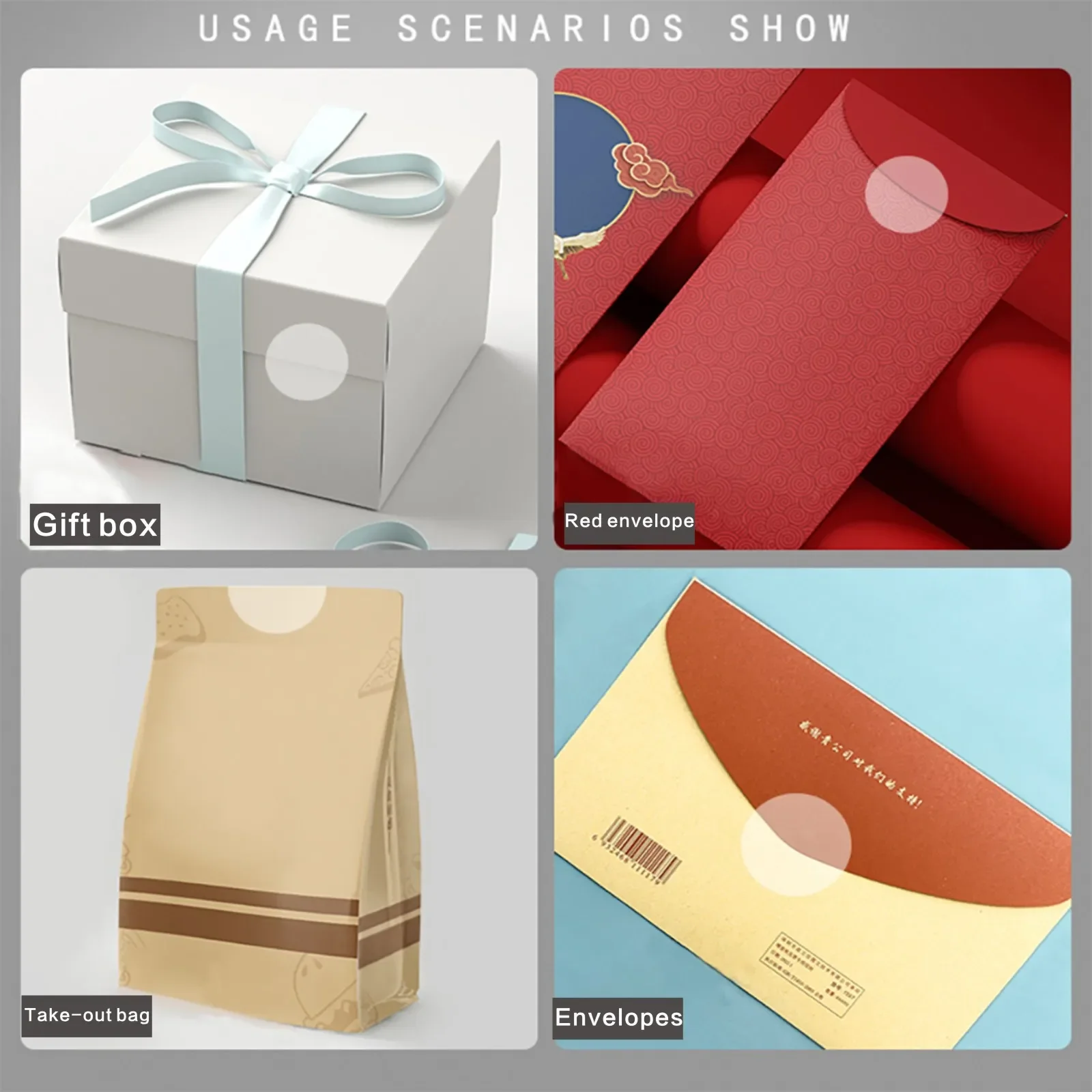 500Pcs/Roll Transparent Self-adhesive Stickers Clear Round Sealing Sticker Tape Business Package Envelope Gift Box Seal Labels