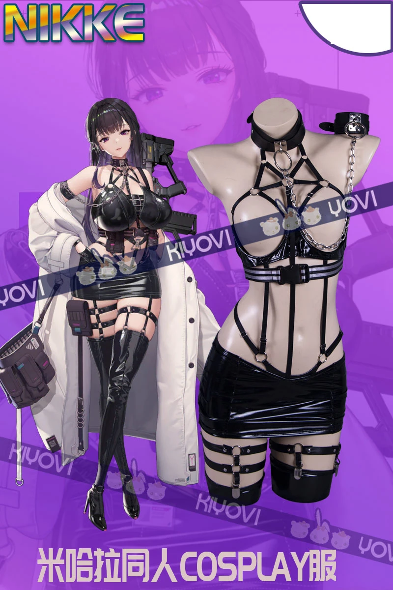 Juego NIKKE la diosa de la victoria disfraces de Cosplay Mihara Doujin Sexy Mono de cuero para Halloween mujeres vestidos correas uniformes