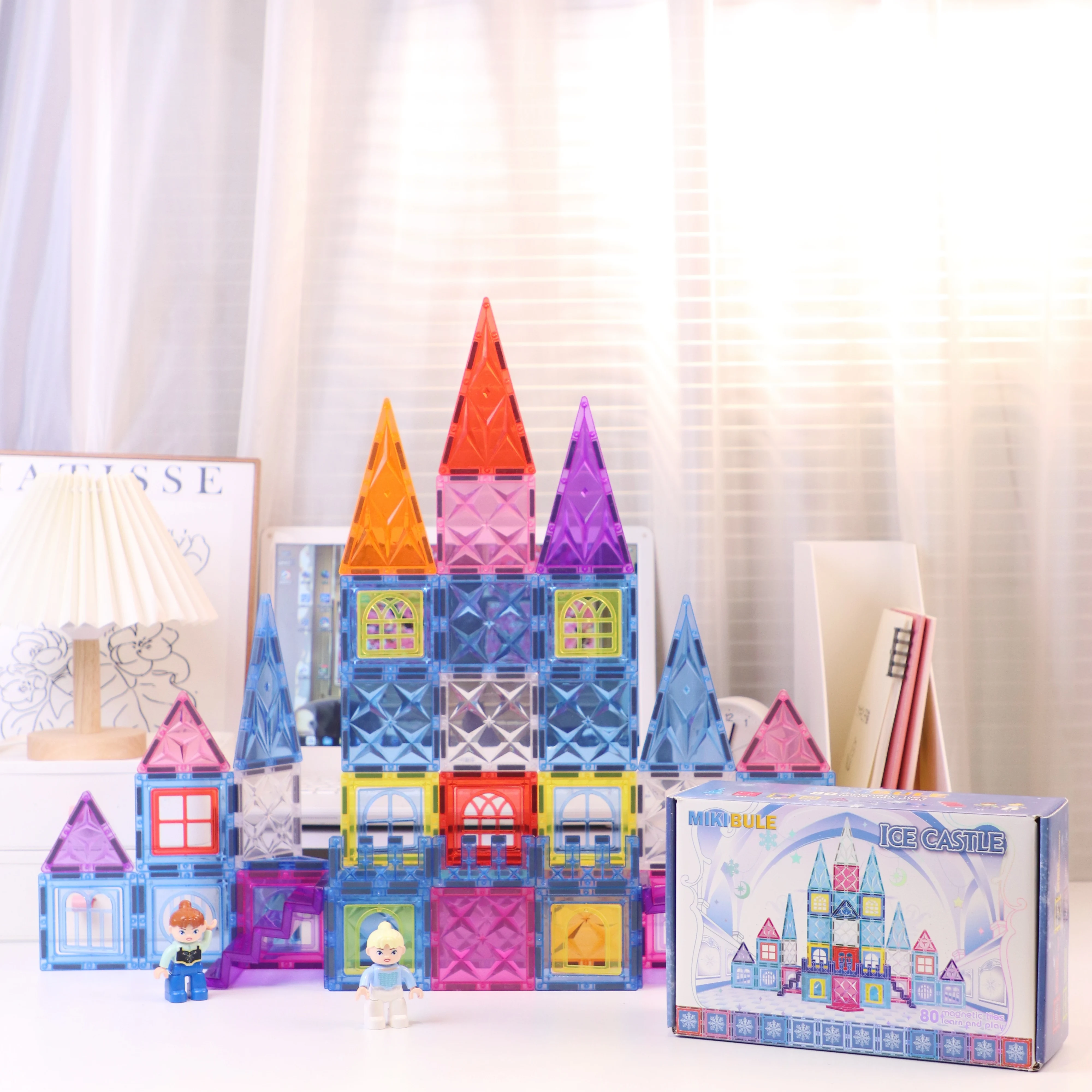 Building Block Set (80 Pieces), Winter-Themed Magnetic Tiles for Toddlers, Kids Ages 3-5, 4-8, and Over 8 Years Old