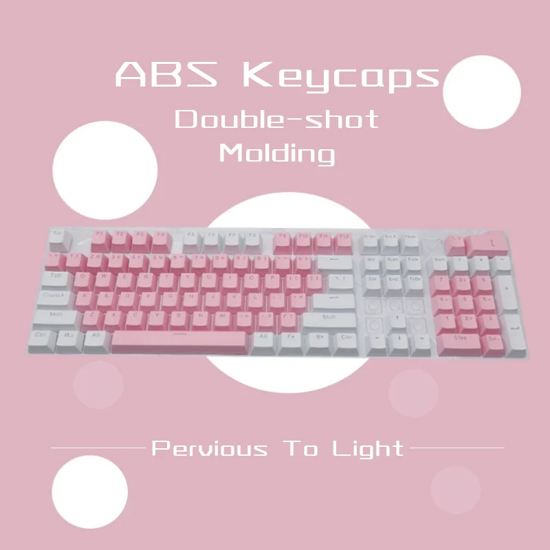 108 키 61 87 104 ISO ANSI 레이아웃 OEM 사출 ABS 더블 샷 키캡 키보드, 다채로운 투명 범용 키보드