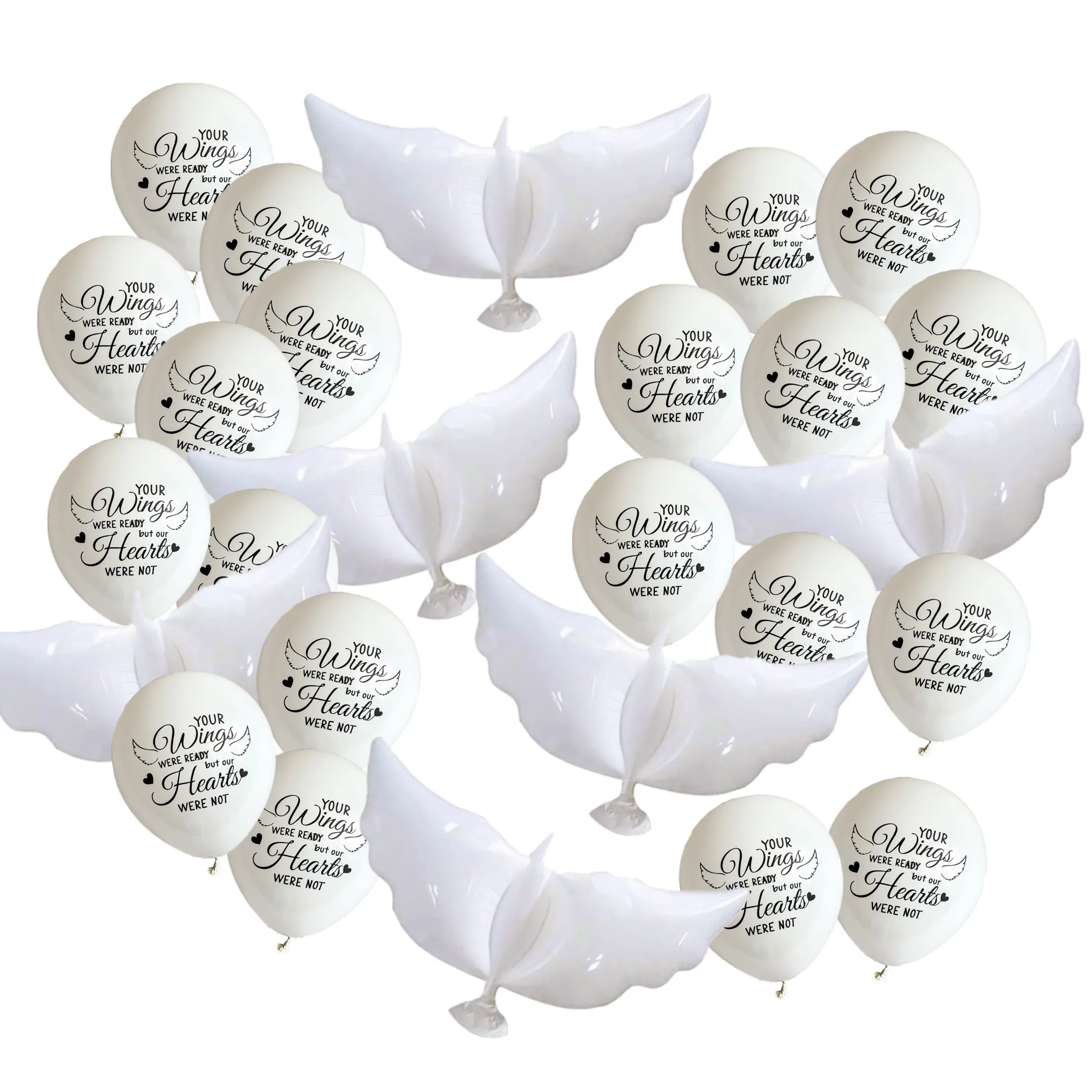 20pcs 10inch White Memorial Balloons Your wings were ready but our hearts were not with 6pcs Peace Dove Balloons