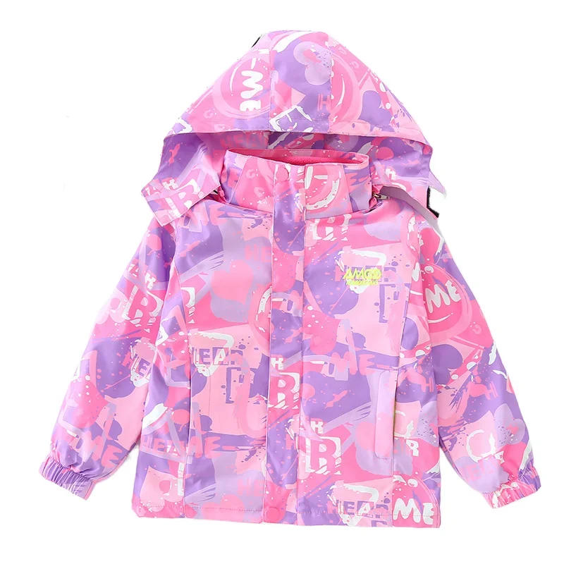 Waterproof Girls Hiking Suit School Kids Detachable Zip Track Jacket+Inner Fleece Coat Top Set Child Outfit Tracksuit 1-12 Years