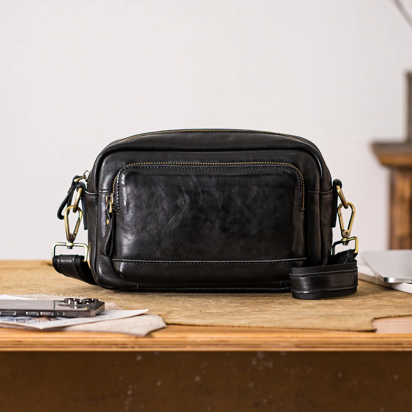 

organizer vintage handmade first layer cowhide men's shoulder bag casual outdoor commuting genuine leather messenger bag