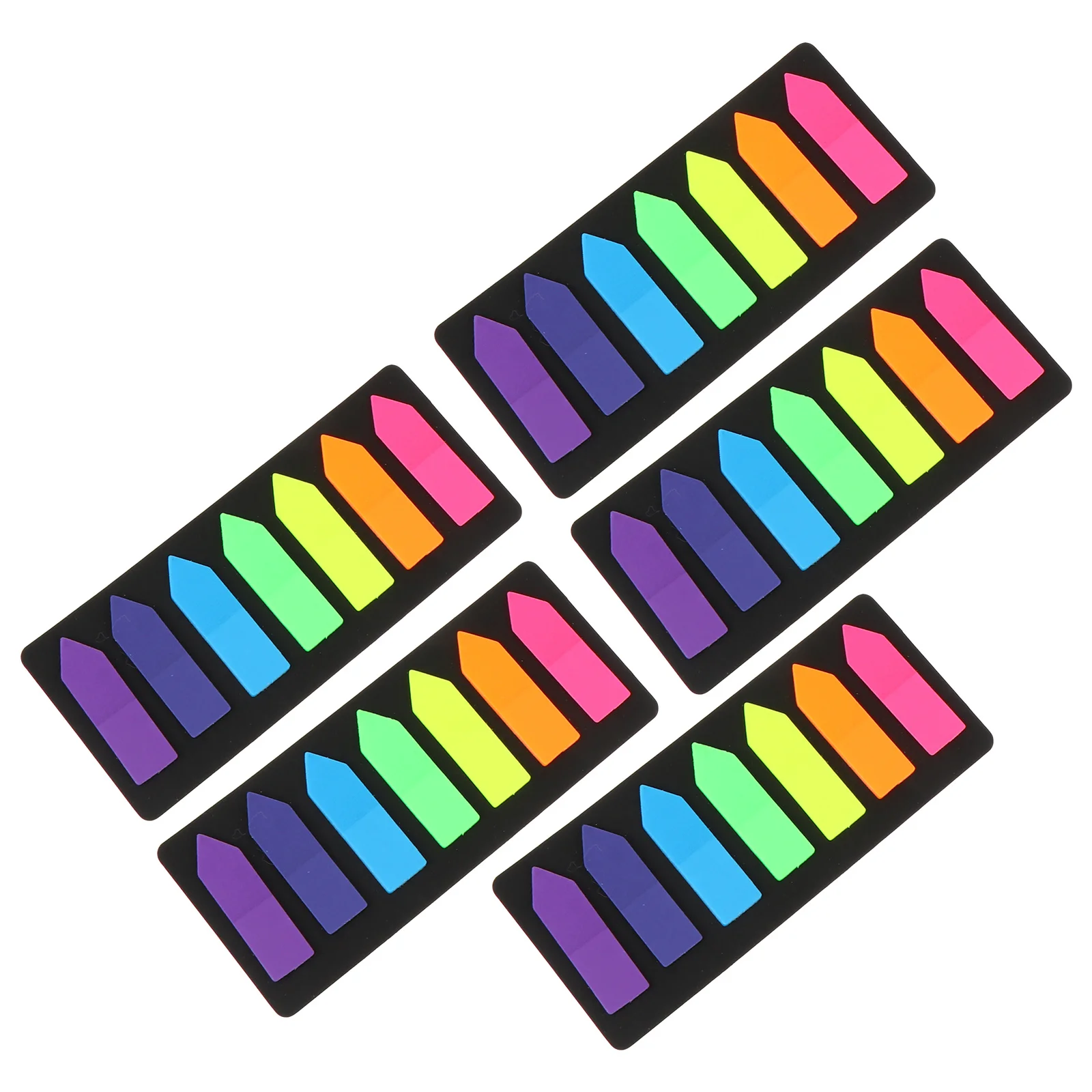 5Sets Fluorescent Sticky Memo Notes PVC Stickers for Highlighting Books Documents Office Supplies