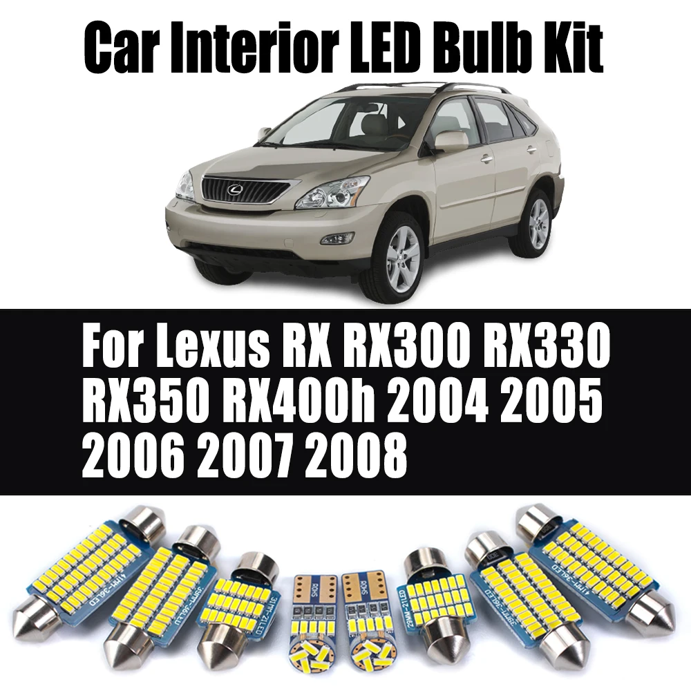 20Pcs For Lexus RX RX300 RX330 RX350 RX400h 2004 2005 2006 2007 2008 Map Trunk Bulb LED Interior Reading License Plate Light Kit