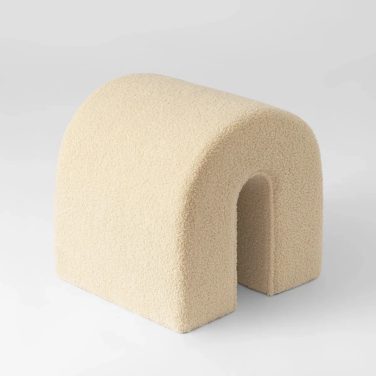 

Modern Unique N-shaped White Teddy Fabric Dressing Stool