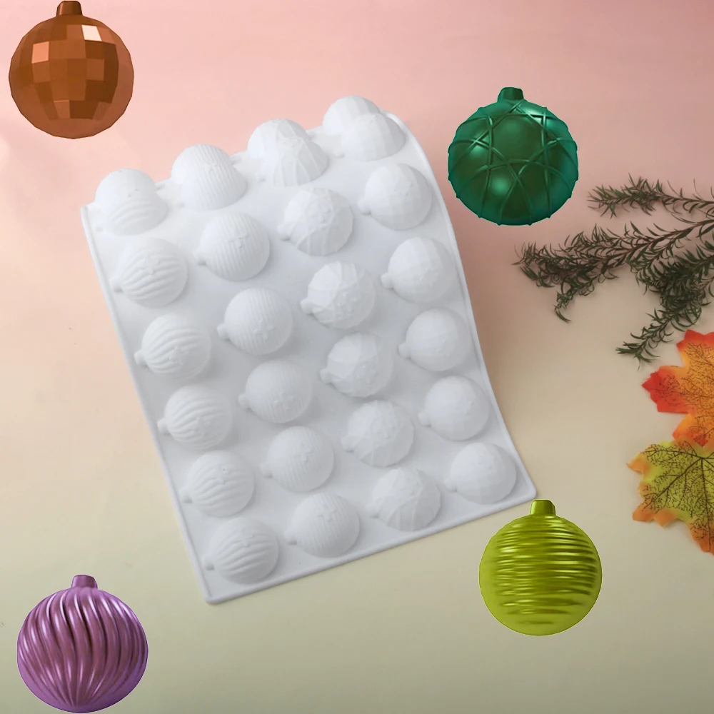 28 Cell Christmas Mini Decorative Ball Mold Silicone Chocolate Mould Cake Mold Candy Tools Dessert Kitchen Baking Supplies
