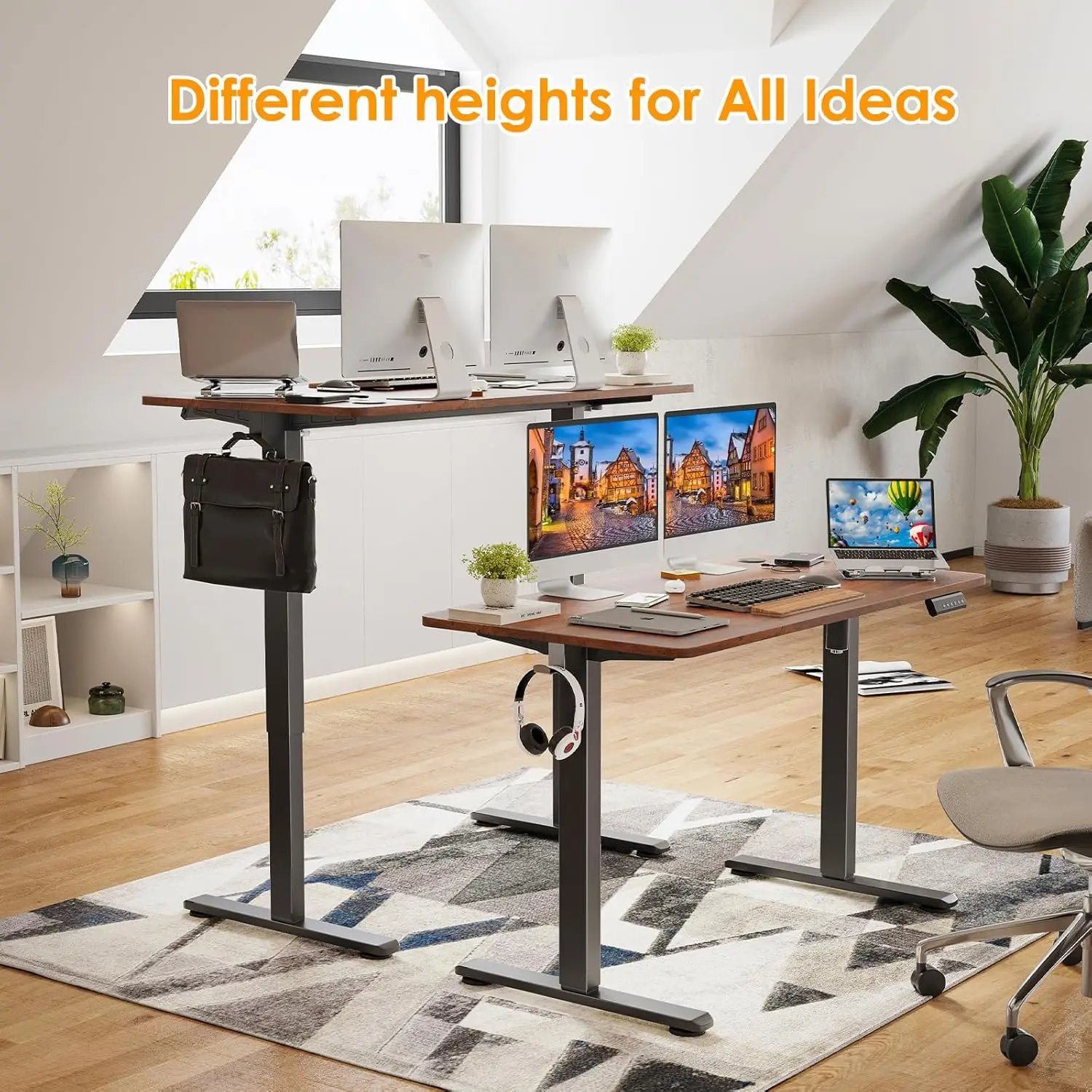 Electric Standing Desk Adjustable Height Sit Stand Home Office Desk with Splice Board