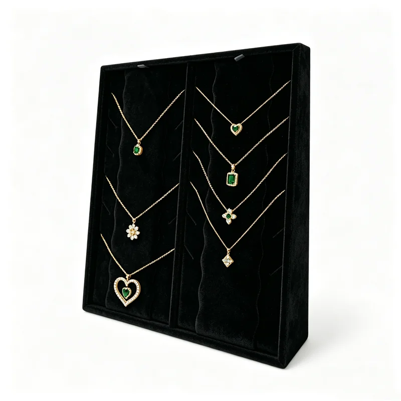 Vertical Velvet and Leather Jewelry Display Stand Large Adjustable Earring Necklace Ring Organizer for Shop Home Vanity Counter
