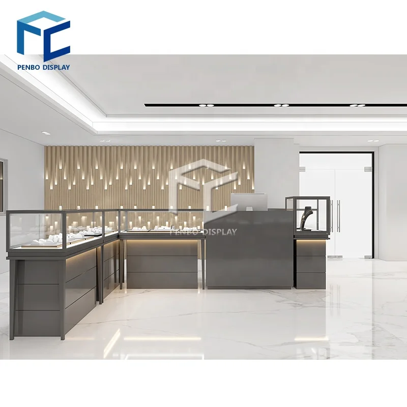 benutzerdefinierte.Schmuckvitrine Einzelhandelsgeschäft Innenarchitektur Benutzerdefinierte Glas Edelstein Juweliergeschäft Display Vitrine Cabi