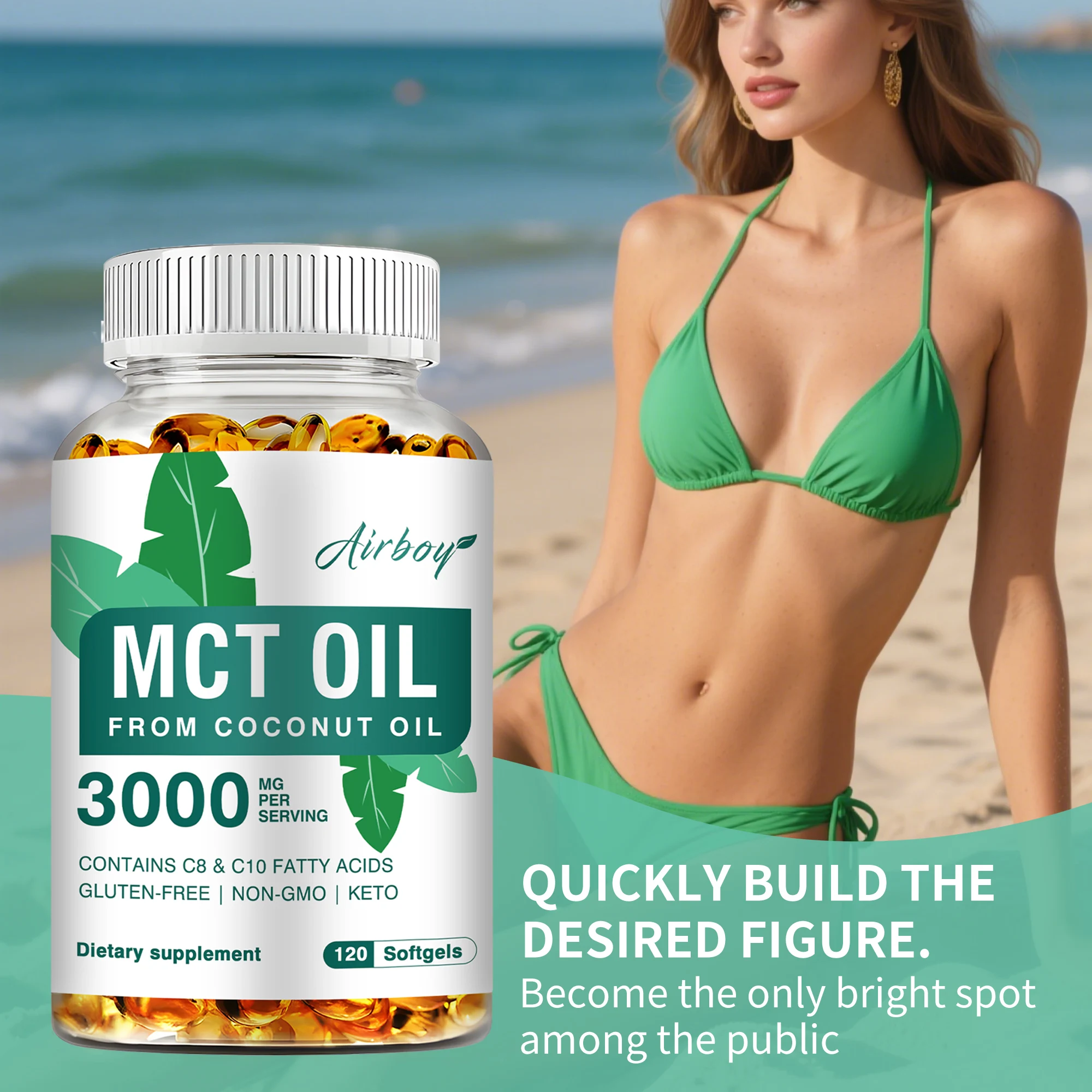 

MCT OIL Capsules 3000mg - Weight Management, Metabolism, Energy Production, Reduce Bloating, Improves Digestion