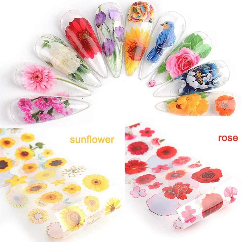 10 Rolls Nail Decals Nail Extension Gel Art Decorations For Women Nail Extension Gel DIY Design Nail Art Decorations Easy To Use
