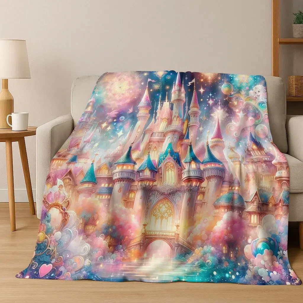 Enchanted Fairytale Princess Castle Cartoon-Flanell-Überwurfdecke, weich, gemütlich, für Zuhause, Schlafzimmer, Bett, Sofa, Kinder