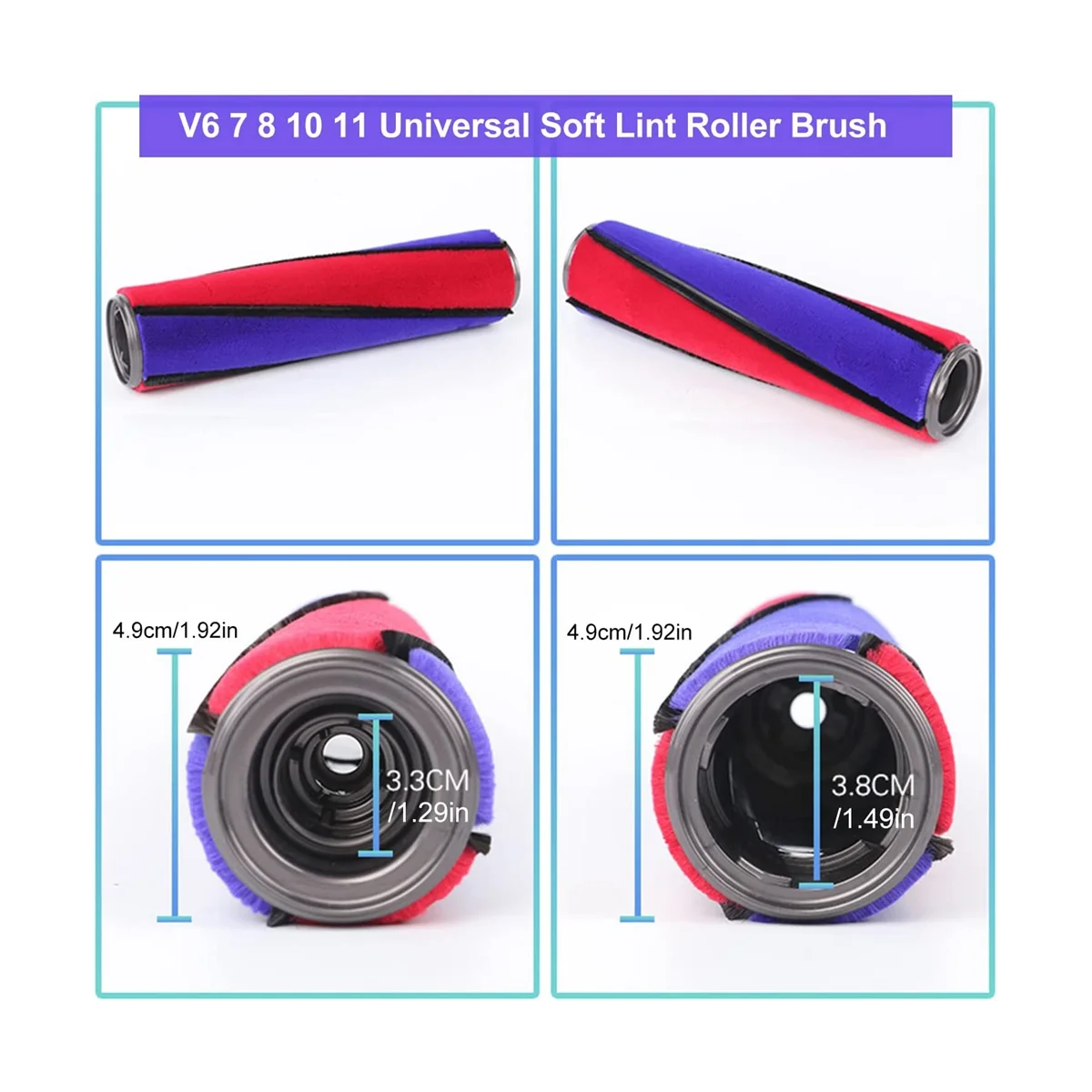 Replacement Brush for Dyson V6 V7 V8 V10 V11, Soft Roller Accessories, with 6 Felt Strips, Cleaning and Dust Removal