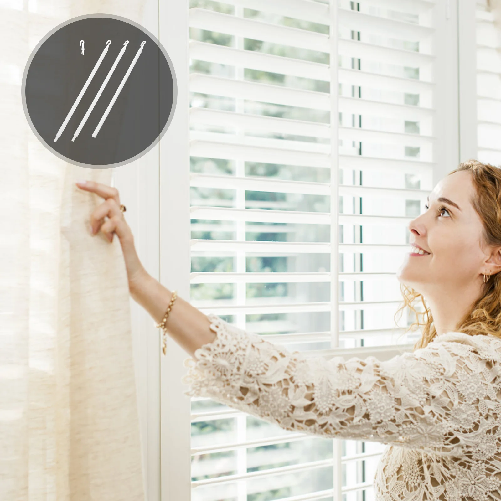 

1 set 1 Set Of Vertical Blind Wand Stick With Hooks Plastic Curtain Pull Rod For Window Blinds Repair Home Office Decor