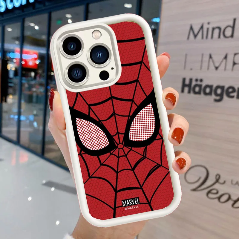 Marvel Spider Man TPU Soft Phone Case for iPhone 15 11 14 13 12 Pro Max Anti-drop Shockproof Silicone Plain Multistep Cover Etui