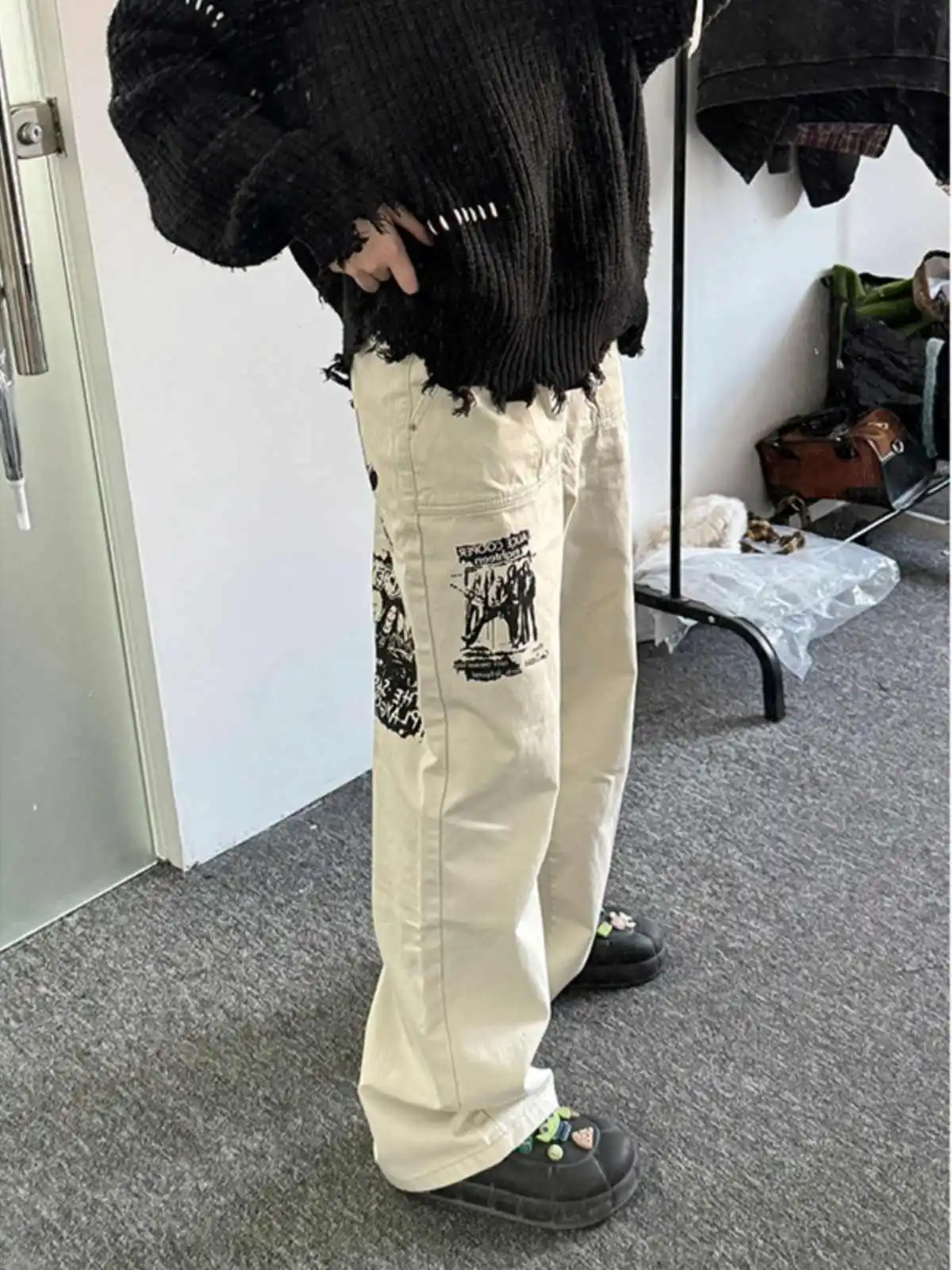Brązowe damskie jeansy z wysokim stanem Vintage Straight Summer Y2K Classic Denim Pants Streetwear American Wide Leg Baggy Denim Trouser