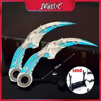 6.7inch Chinese Dragon Karambit Metal Dark Moon Double Thorn Model Game Life and Death Peripherals Golden Dragon Claw Knife Toy