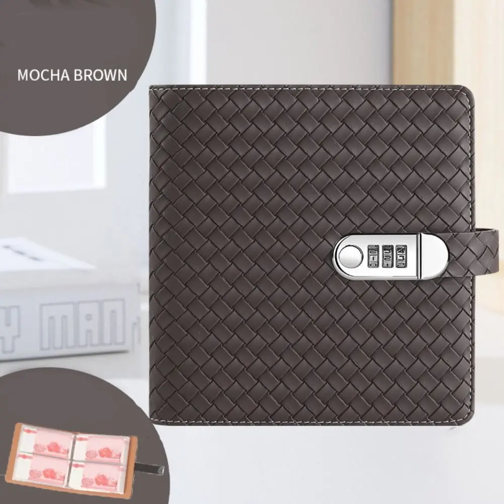 Emboss FWeaving Texture Envelop Savings Challenges Book PU Leather Savings Handbook Saving Money Binder Account Book