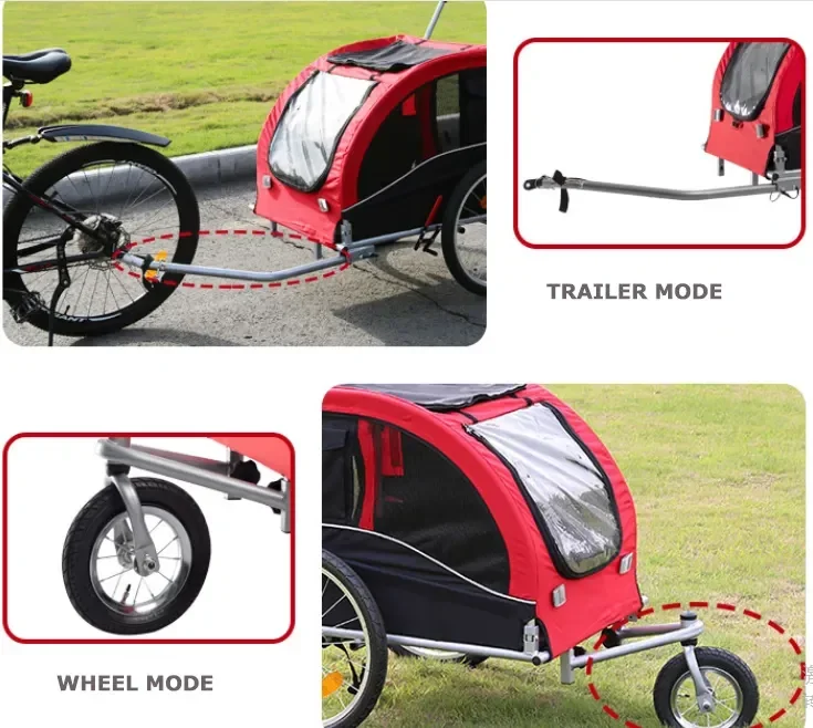 2 in 1 Large Dog Bike Wagon Pet Trailer Stroller Trailer Jogger Carts