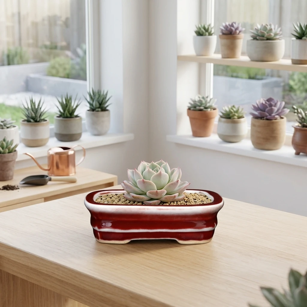 Ceramic Planter Pot With Unique Kiln Change Glaze Surface For Plants