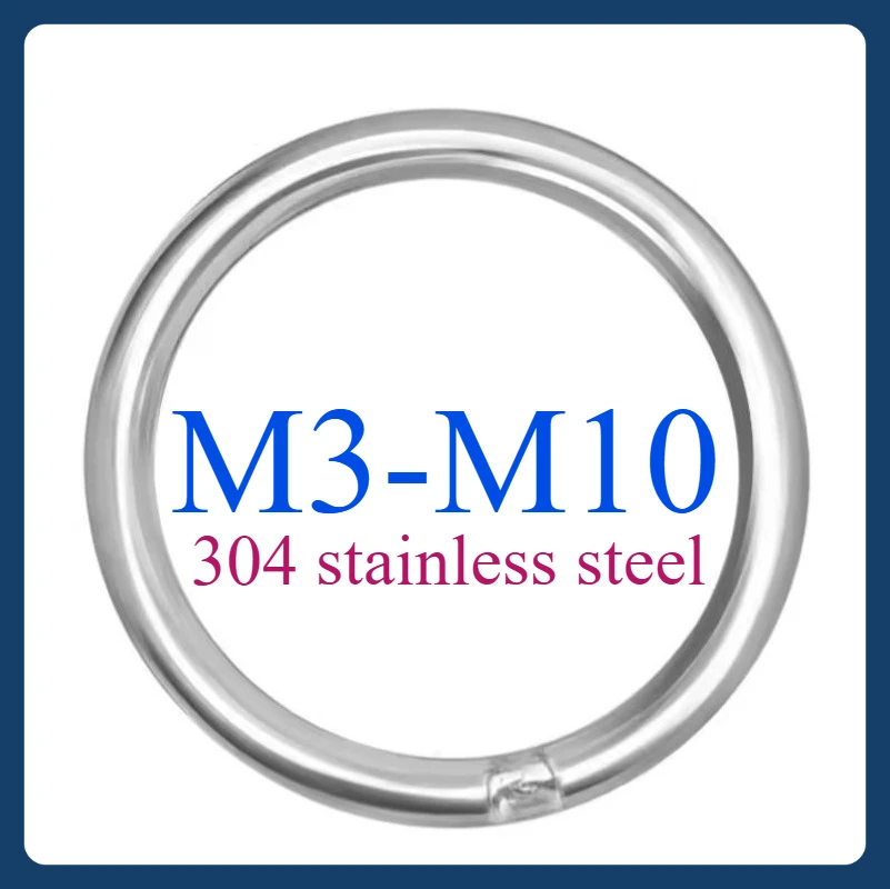 

304 Stainless Steel Heavy-Duty Solid O-Rings - Welded Round Rings, M3-M10 for Rigging, Marine, Hammocks & Yoga