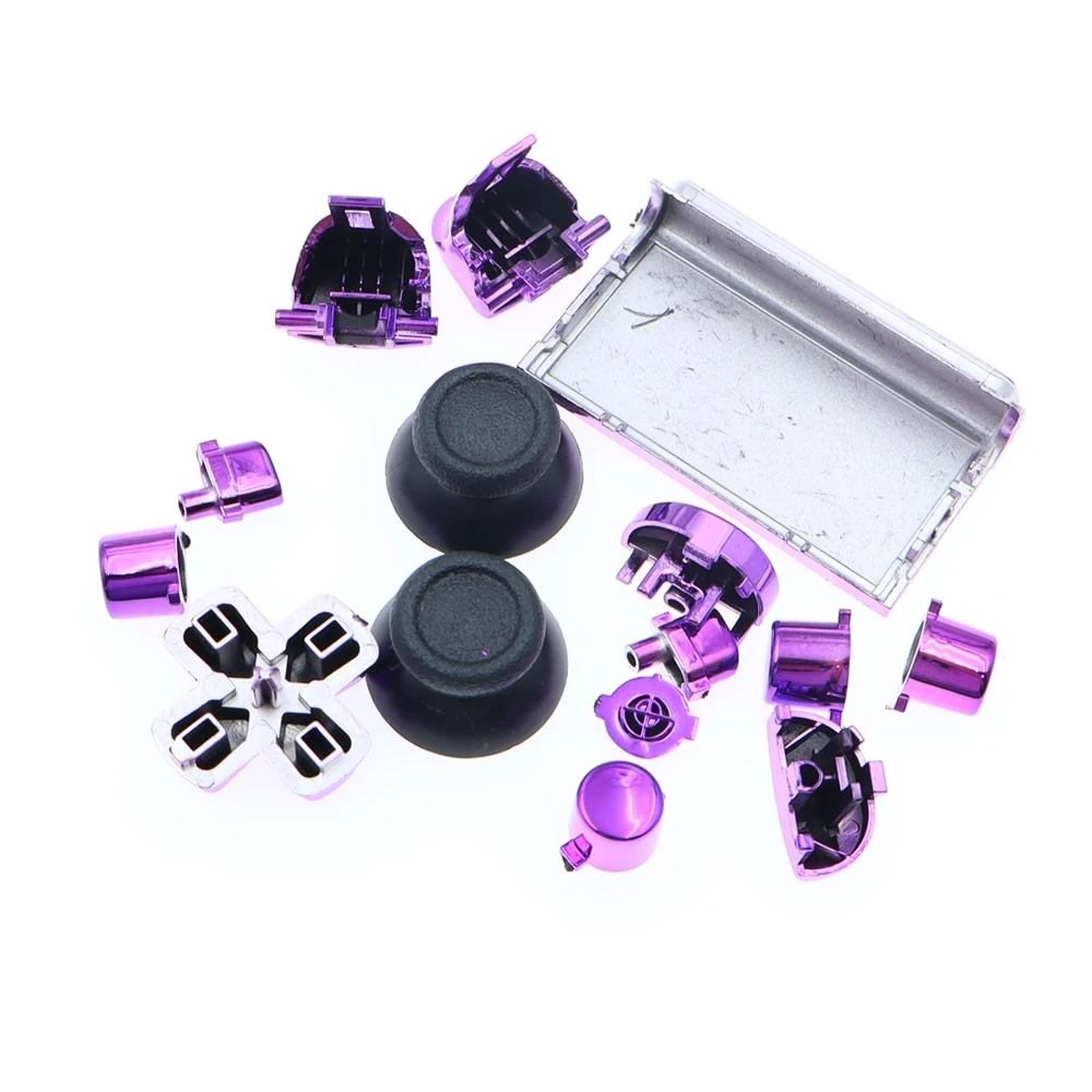 1Set Plated D-Pad Touchpad R1 L1 R2 L2 ABXY Thumbstick Caps Direction Key Full Buttons for PS4 Pro JDS-040 JDM-040 Controller