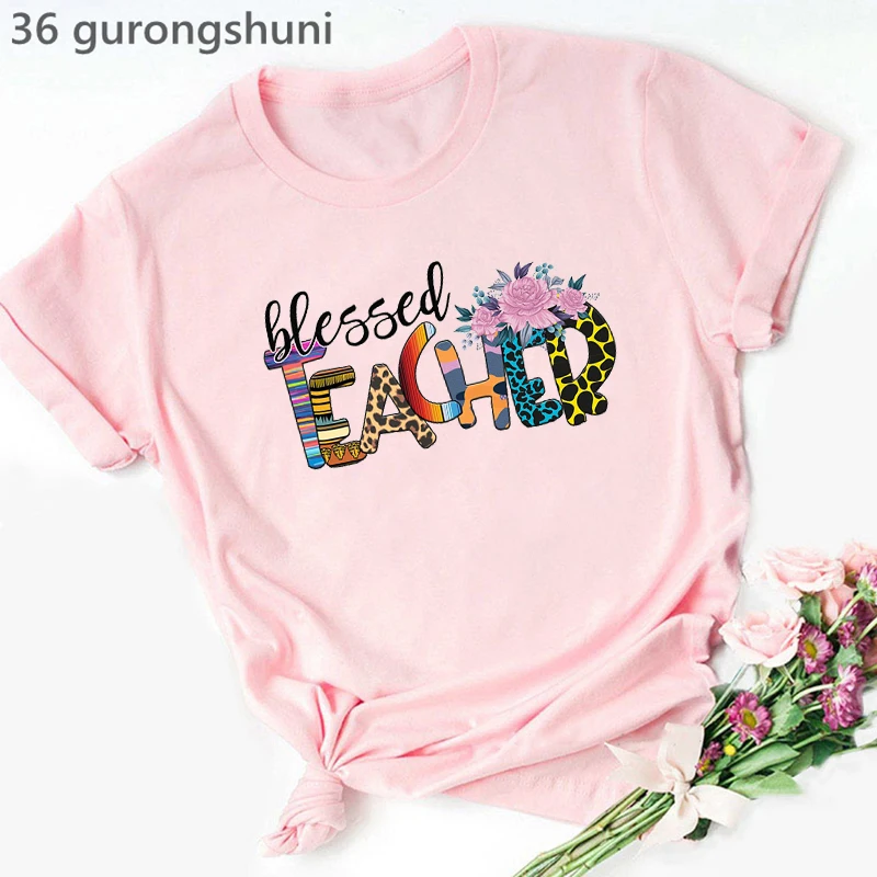 

Love Teacherlife Graphic Print Pink Tshirt Women Clothes Tees Fashion Casual Teacher Spirit T Shirt Femme Harajuku Shirt Tops