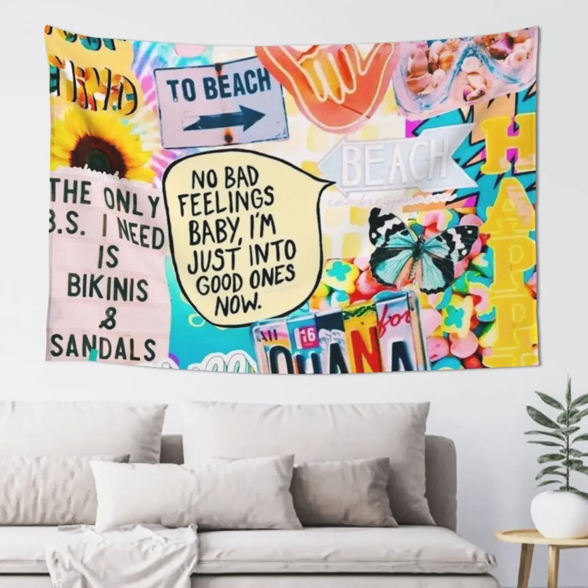 

Cool collage no bad feelings Tapestry Room Aesthetic Decor Room Decoration Accessories Wall Hanging Decor Tapestry