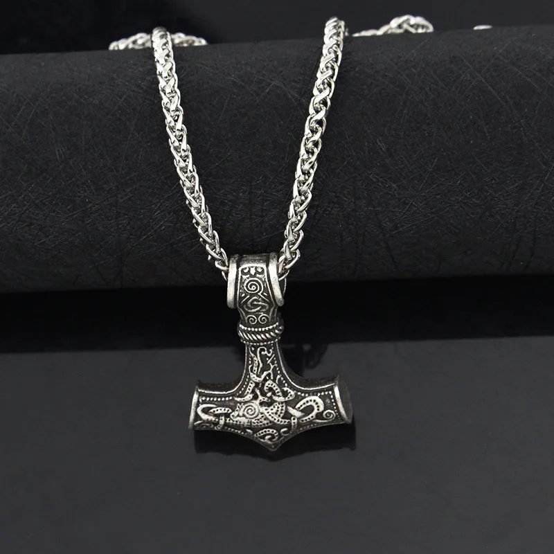 Punkowy naszyjnik młotek męski Mjolnir Amulet wikinga młotek skandynawski wisiorek Norse biżuteria metalowa łańcuszek naszyjnik