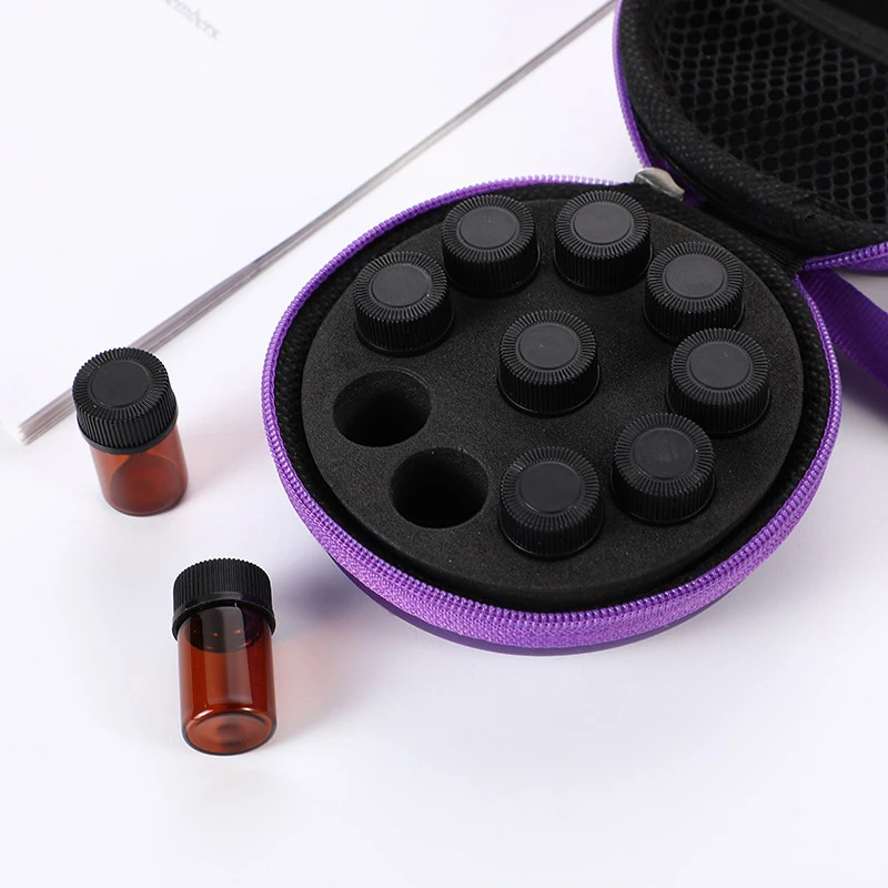 1-2ml PU Portable Essential Oil Case 10 Bottles Perfume Oil Bag Essential Oil Box Travel Organizer Carrying Holder Storage Bag..
