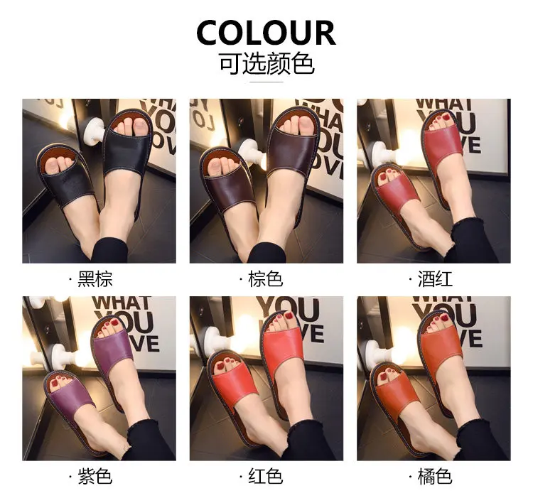 Genuine Leather Slippers First Layer Cowhide Summer Indoor Non‑Slip Home Sandals for Men Women