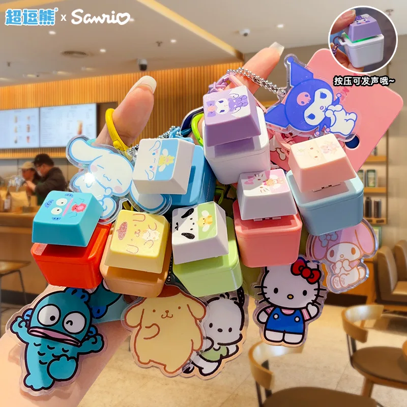 

Sanrio Cartoon Decompression Button Series Keychain Kawaii Cinnamoroll Hello Kitty Backpack Pendant Creative Children's Gift