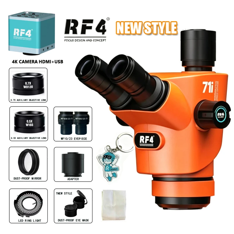 

Тринокулярный микроскоп RF4 71i 6.5-65X Ultra HD с 4K камерой для пайки печатных плат мобильных телефонов, набор инструментов