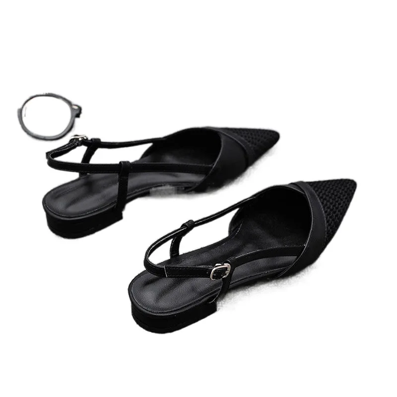 حار بيع جديد الصيف نصف باوتو قطعة واحدة حزام أنيق وأشار تنوعا المرأة حذاء مسطح Zapatos De Mujer