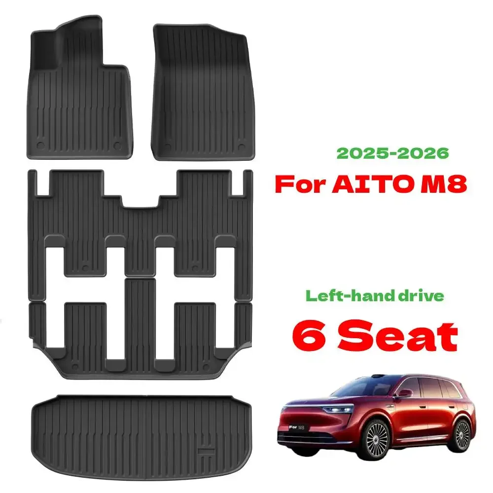 

Коврики для багажника AITO M8 2025 2026 для 6-местных напольных вкладышей из ТПЭ, всепогодные напольные вкладыши, коврик в багажник для Huawei Wenjie M8 2025 2026