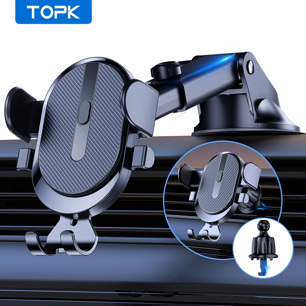 

TOPK D39Z Car Phone Holder Super Stable Car Phone Mount for Car Dashboard/Windscreen/Air Vent Compatible with All Mobile Phone