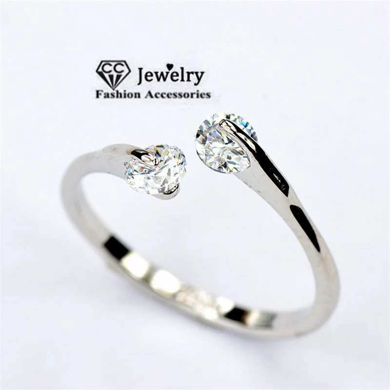 

CC Open Rings For Women Fashion Jewelry Silver Color Simple Adjustable Wedding Bijoux Engagement Accessories Daily Wear CC1007
