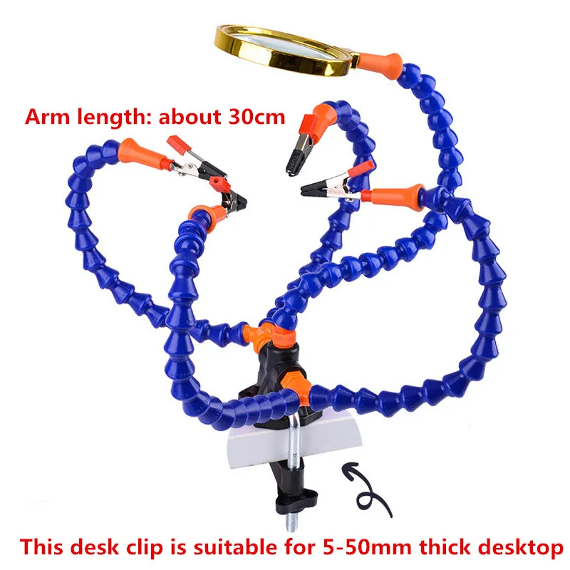 Table Clamp Soldering Station With 5 Flexible Arms Soldering Iron Holder PCB Welding Repair Tools Vise Hand Welding Station