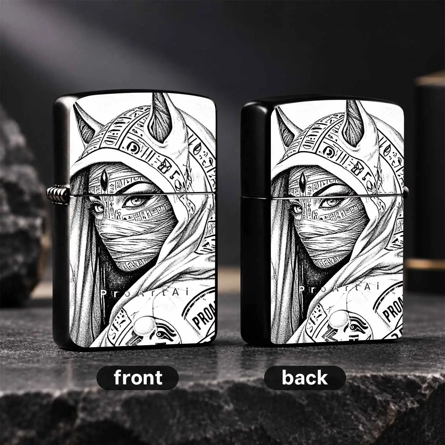 Ancient Egyptian Bastet Goddess Themed Printed Lighter, Exquisite Hieroglyph Pattern Decor, Portable Stylish Practical Tool, Suitable For Daily Outdoor Multi Scenarios, Unique Cultural Creative Gift For Personal Or Gifting Use A Humorous An