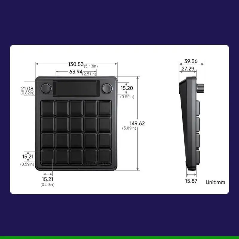Teclado mecânico U55C AI com botão exibição dados hardware tela LCD 0,85 polegadas