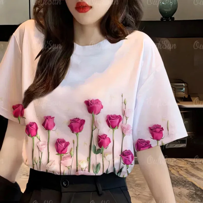 

Trend Fashion Printing Plus Size Tops Summer New Short Sleeve Loose Casual Youth T Shirts High Street Lazy Style Women Clothing