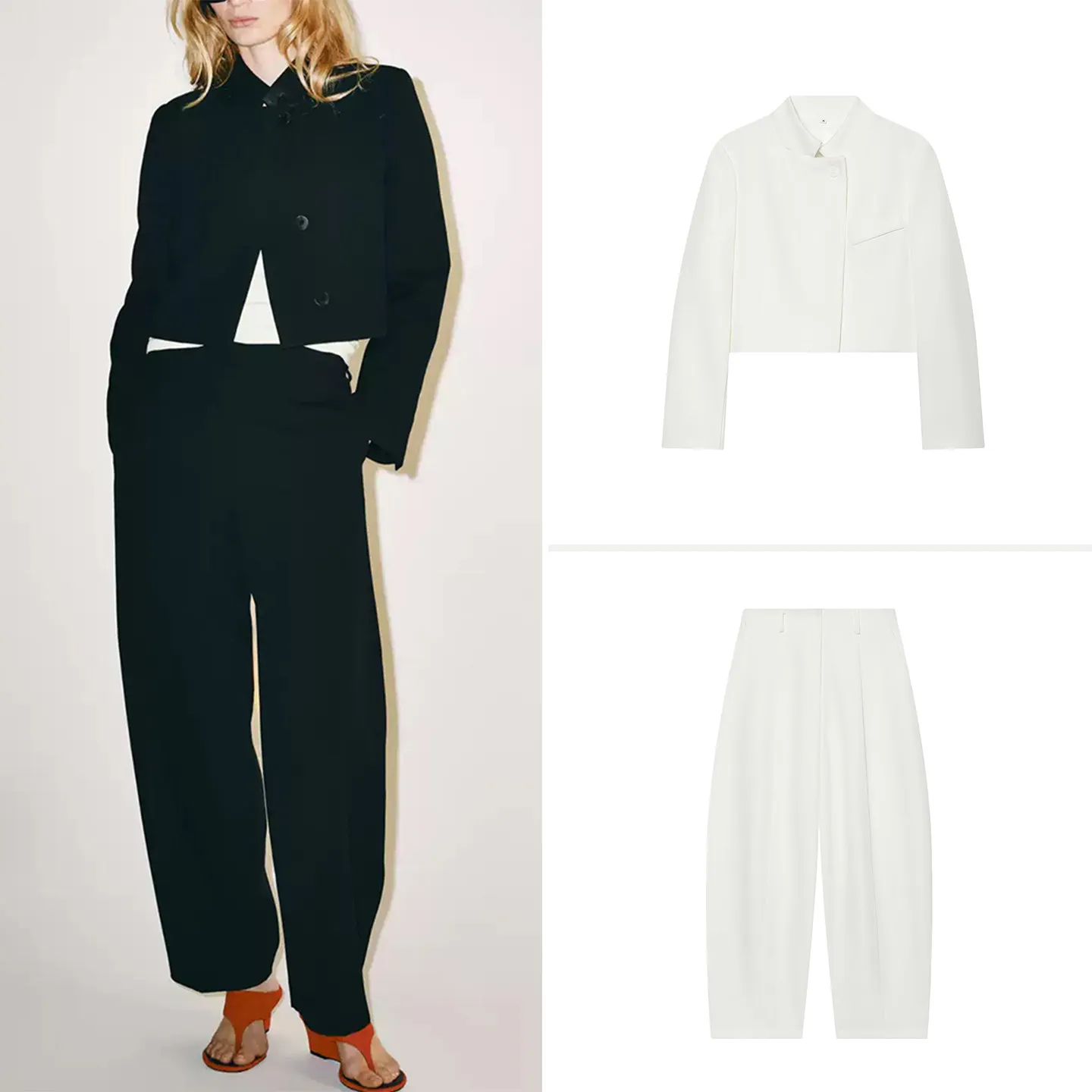 Traje de Chaqueta Corta para Mujer ZADATA 2026, Nuevo Conjunto de Dos Piezas con Pantalones Bombachos y Cuello Alto, Atuendo ...