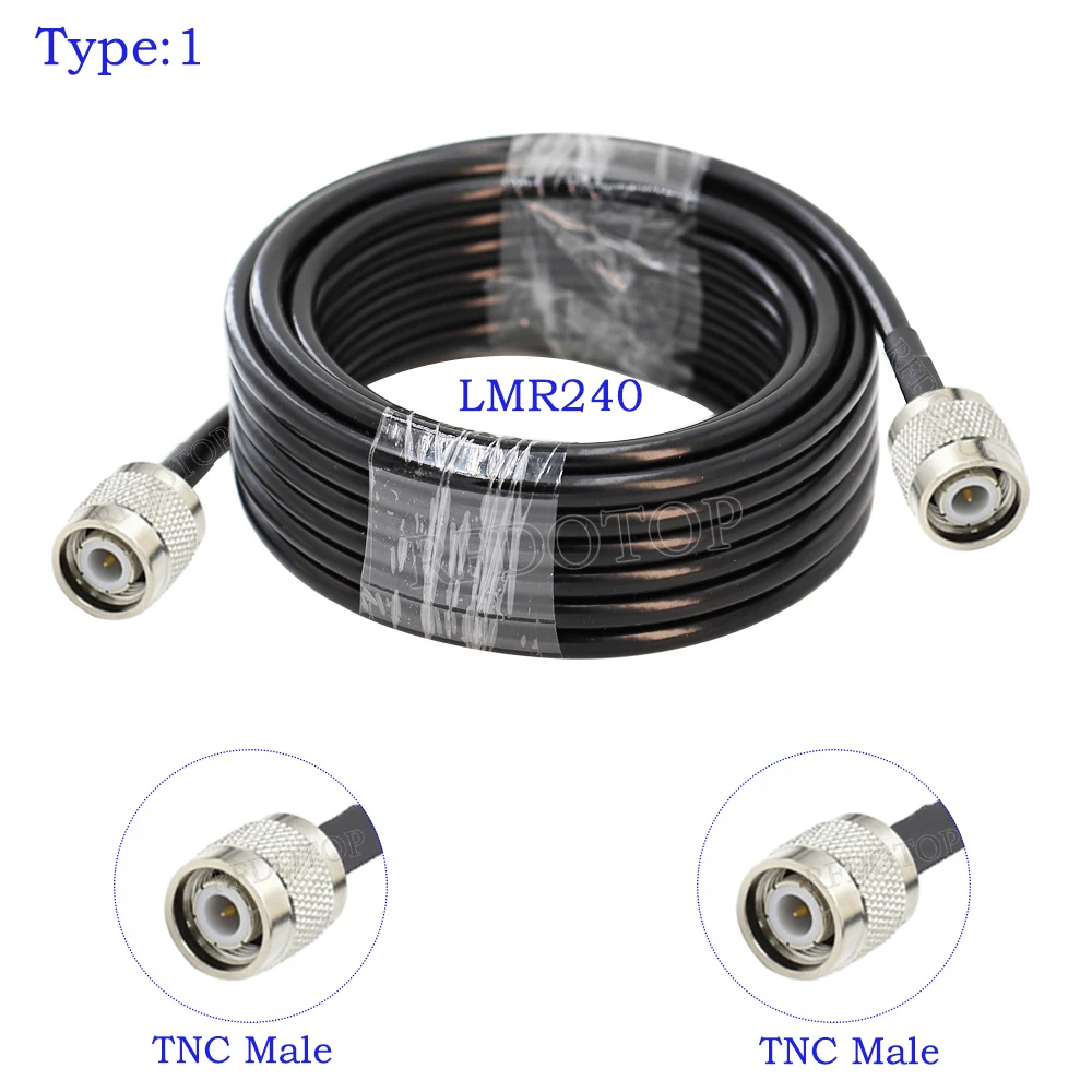 LMR-240 TNC Male/Female to TNC Male Right Angle Connector LMR240 Coaxial Cable for Antennas, WiFi Routers, Signal Amplifiers Etc