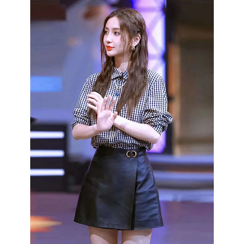 

Fall Season Ultra-Hot New Genuine Leather Skirt for ort Women Loose Wide-Leg High Waist A-Line Slimming eepskin Vers...