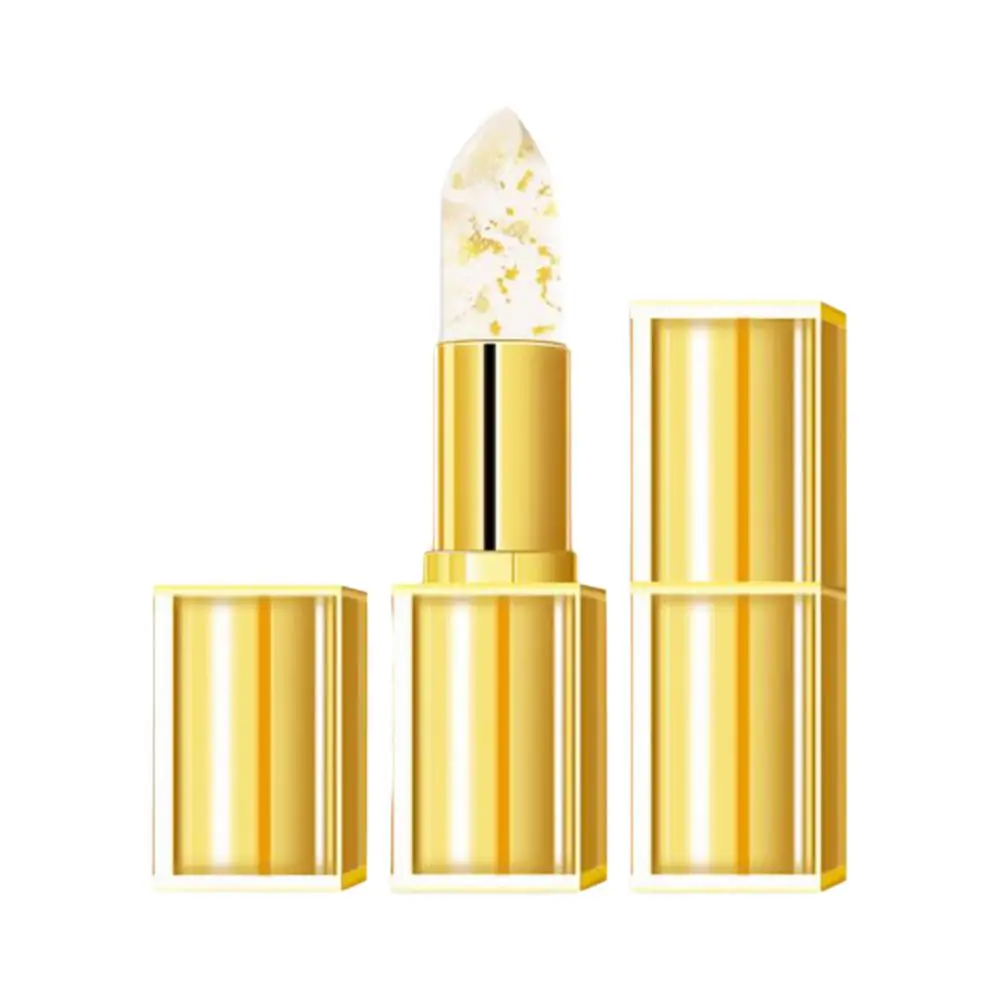 Goldblatt-Kristall-Gelee-Lippenstift PH-Temperatur Farbwechselnder Lippenbalsam Feuchtigkeitsspendend Langanhaltend Nicht Klebend Glänzender Schimmer