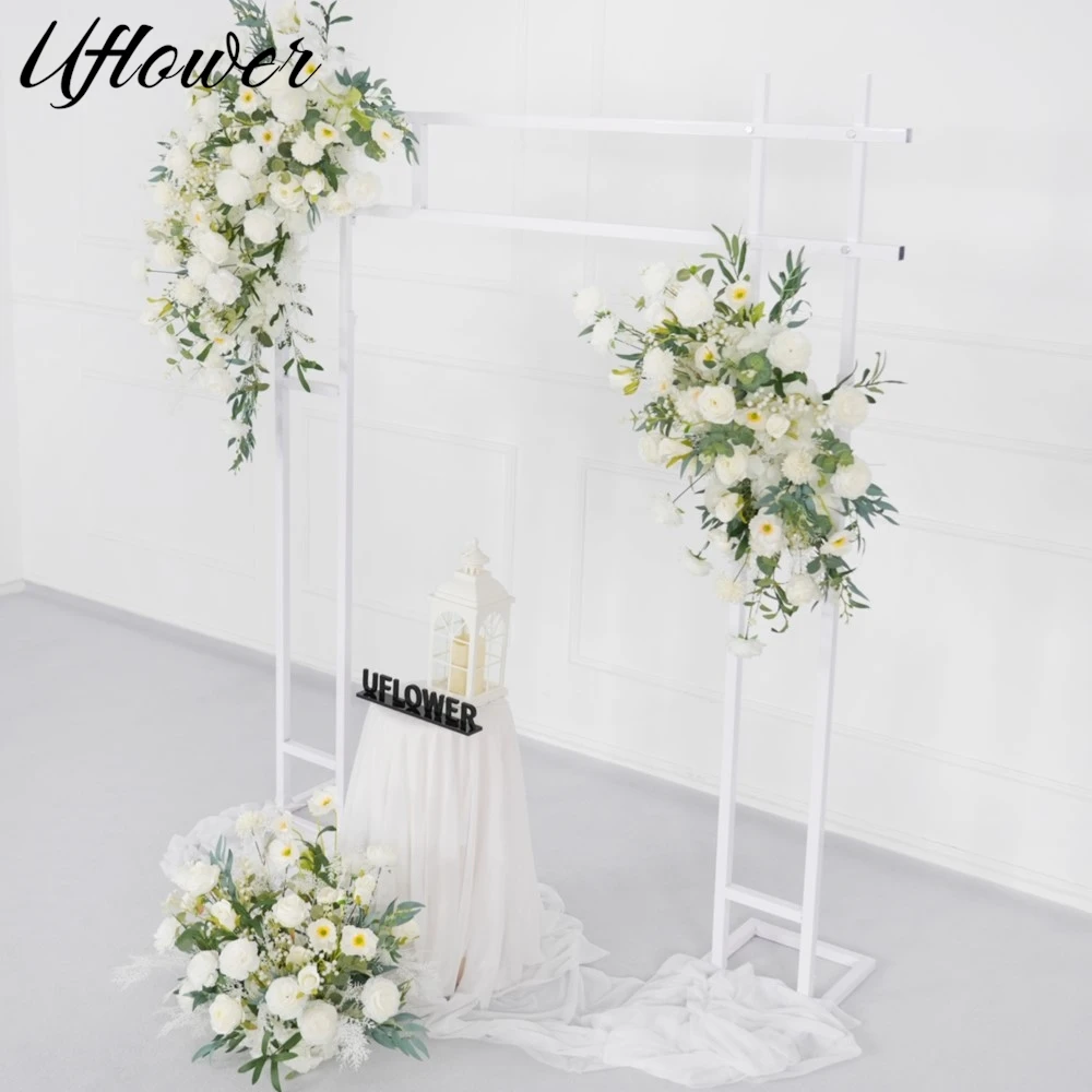 

Uflower White Rose Greenery Wedding Decor Flower Row Arrangement flower Ball Arch Decor Hanging Corner Floral Stage Supply Prop