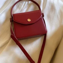 Light Luxury Retro Burgundy Underarm Bag 2024 New Ladies Designer Unique Flip PU Crossbody Bags Elegant Gift Handbag for Friends