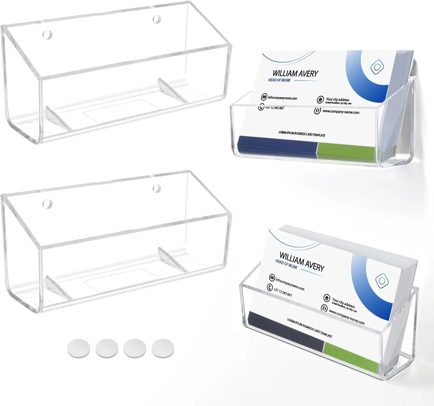 

Acrylic Business Card Holder, 2 Pack Wall Mount or Desk Stand, Clear Name Card Display for 40-60 Cards
