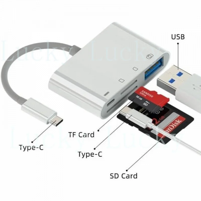 f  for  FLEAVER 4 in 1 USB C Camera Memory Card Reader Type C SD TF Card Reader Adapter